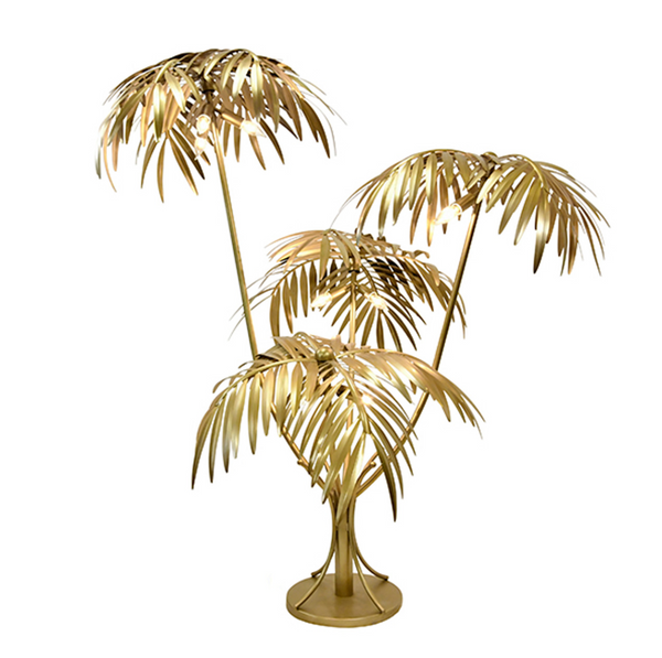 Gilda Antique Brass Oversized Nine Light Palm Tree Floor Lamp