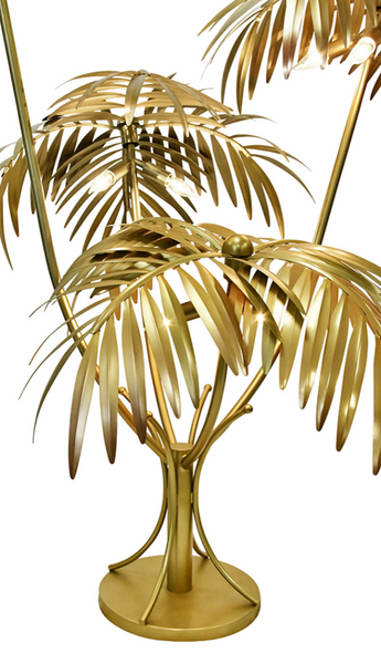 Gilda Antique Brass Oversized Nine Light Palm Tree Floor Lamp