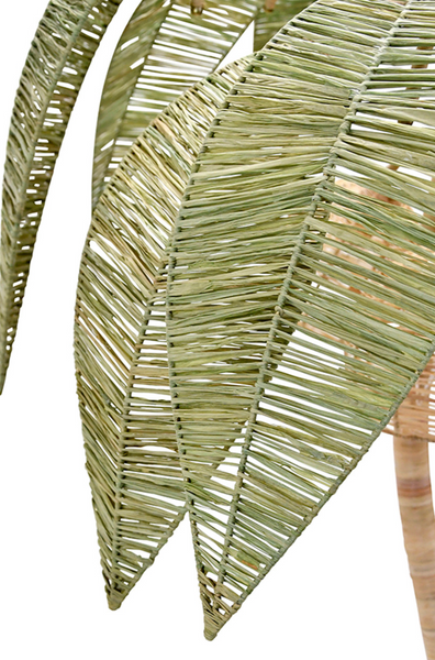 Coco Green and Natural Paper Rafia Floor Lamp with Brass Details