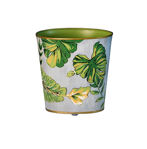 Tropic Handpainted Oval Metal Wastebasket