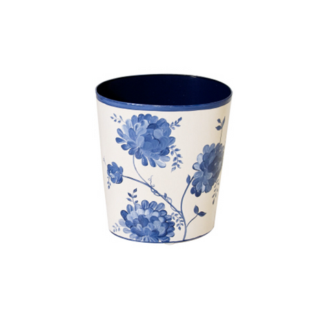 June Handpainted Oval Metal Wastebasket