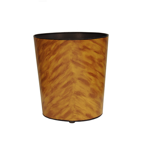 Tortoise Shell Design Handpainted Oval Metal Wastebasket