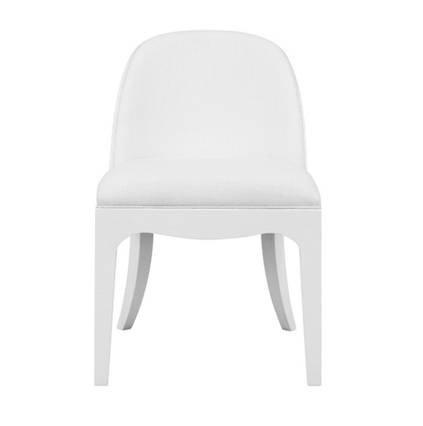 Sadie White Textured Linen Framed Dining Chair with White Performance Linen