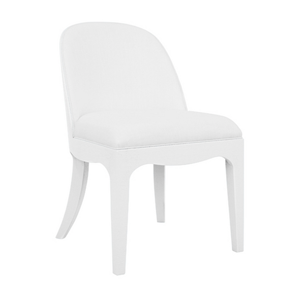 Sadie White Textured Linen Framed Dining Chair with White Performance Linen