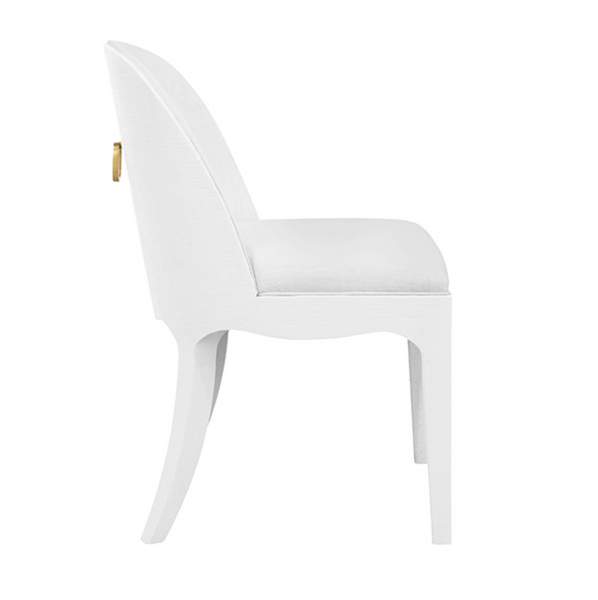 Sadie White Textured Linen Framed Dining Chair with White Performance Linen