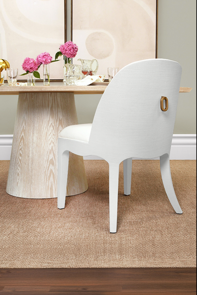 Sadie White Textured Linen Framed Dining Chair with White Performance Linen