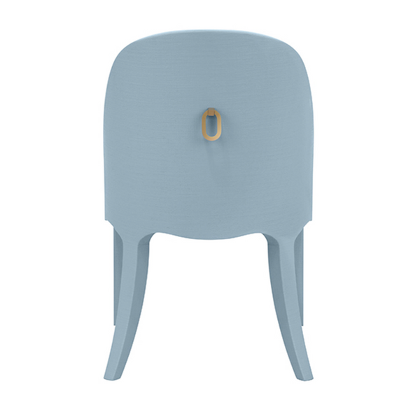 Sadie Light Blue Textured Linen Framed Dinging Chair with White Performance Linen Upholstery