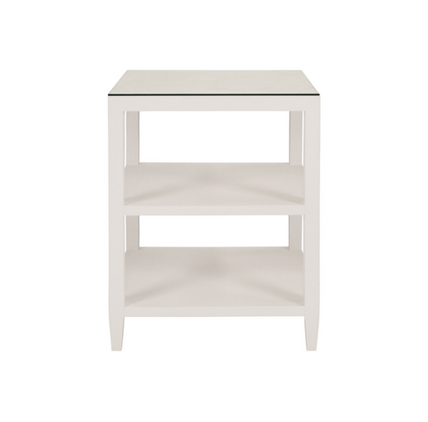 Amie Textured White Linen Side Table