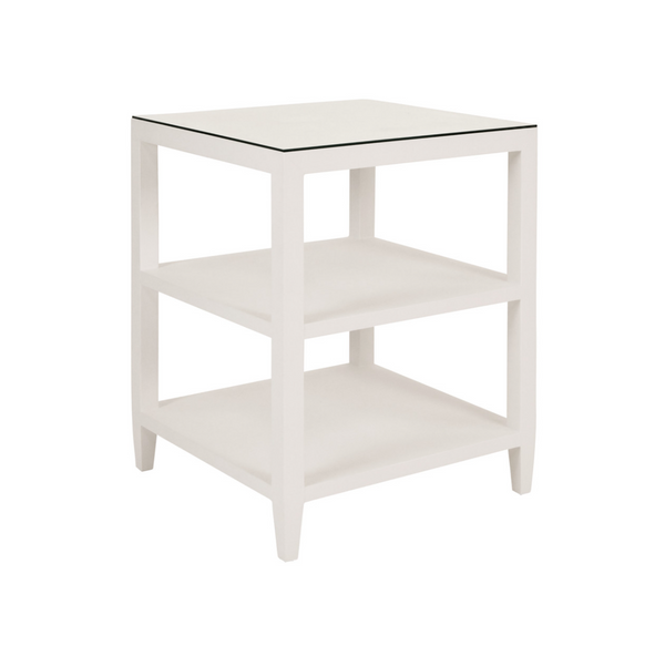 Amie Textured White Linen Side Table