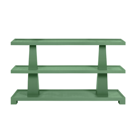 Lowen Three Tier Console Table - Textured Green Linen
