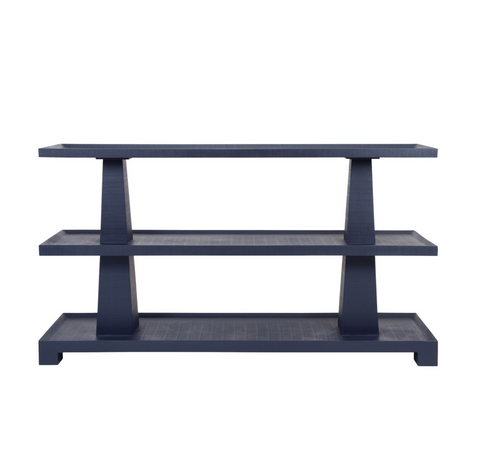 Lowen Three Tier Console Table - Textured Navy Linen
