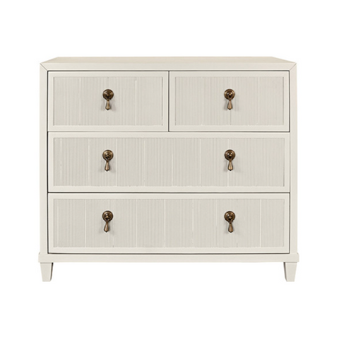 Pascal Provincial Matte Antique White Lacquer Chest of Drawers