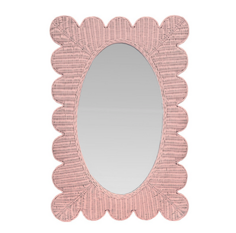 Lillian Pink Woven Rattan Mirror