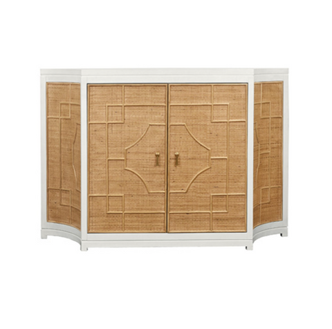 Isabel Rattan and Matte White Lacquer Cabinet