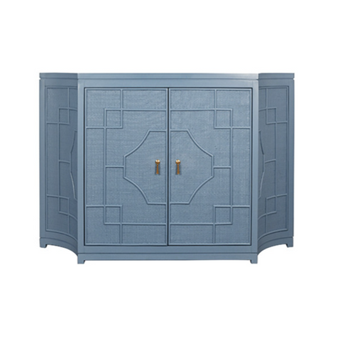 Isabel Rattan Capri Blue Rattan Cabinet