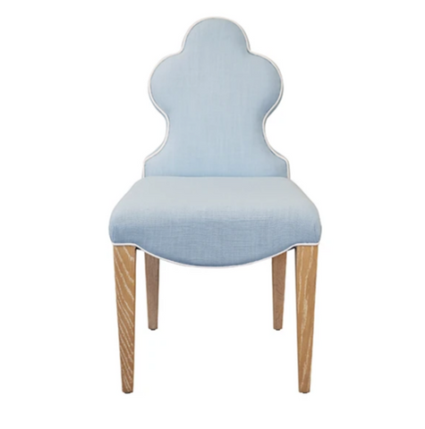 Adelaide Light Blue Performance Linen Clover Back Dining Chair