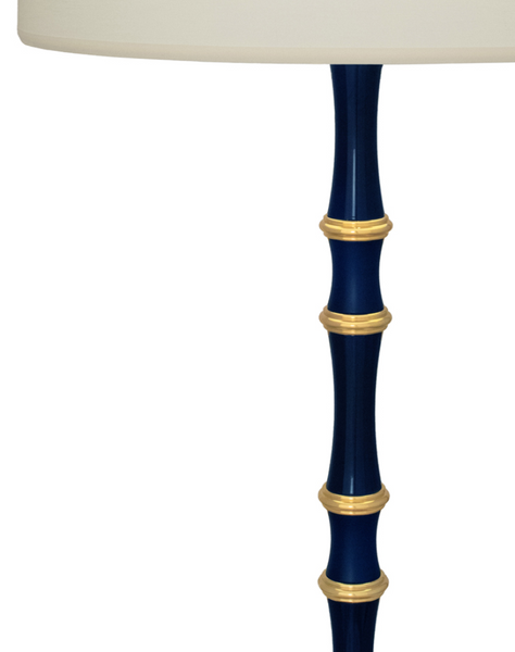 Kane Table Lamp with Hardback Fondine Shade - Midnight Blue & Modern Brass