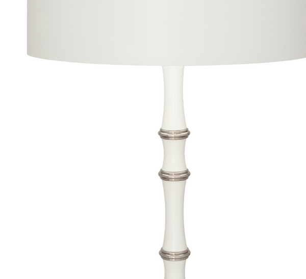 Kane Table Lamp w/Hardback Fondine Fabric Shade - Matte Daisy White & Polished Nickel