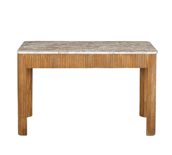 Channeled Mango Wood & Marble Top Desk - Matthew Izzo Collection