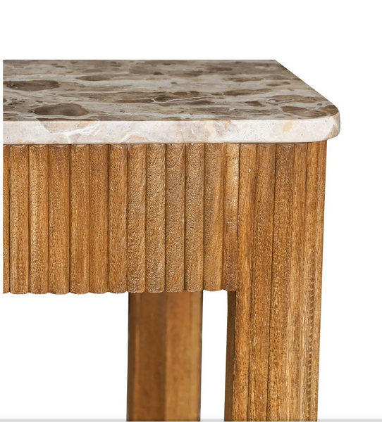 Channeled Mango Wood & Marble Top Desk - Matthew Izzo Collection