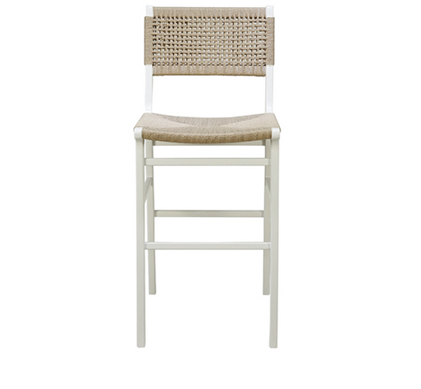 Carson Bar Stool - Cerused Oak or Matte White Lacquer w/Rushed Seat