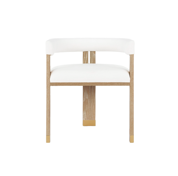 Jude Tri-Leg Oak & Linen Accent Chair - Espresso Oak or Cerused Oak