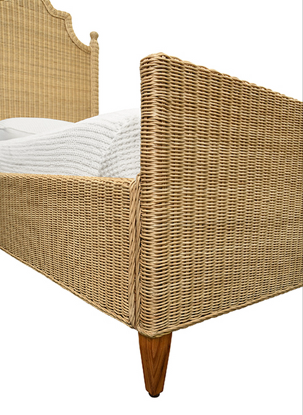 Chamberlain Rattan Bed Frame -Arched Headboard, Footboards, & Side Rails