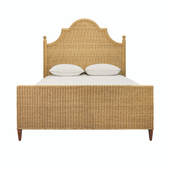 Chamberlain Rattan Bed Frame -Arched Headboard, Footboards, & Side Rails