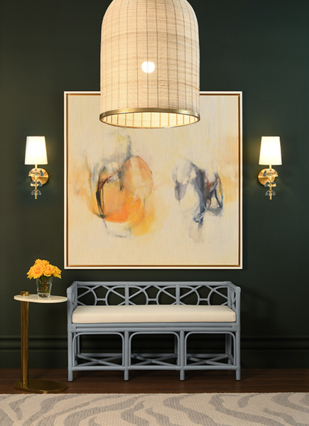 Laken Bell Shaped Natural Rattan Pendant Light with Satin Brass Trim