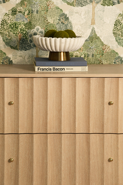 Angus Fluted Cerused Oak Four Drawer Chest with Brass Knobs