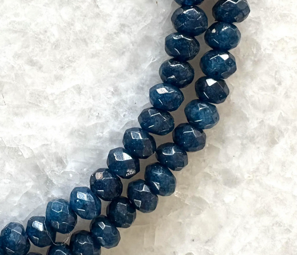 16" Fine Faceted Sapphire Quartz Beaded Stacking Necklace with Gold Tone Clasp - Designed by Matthew Izzo