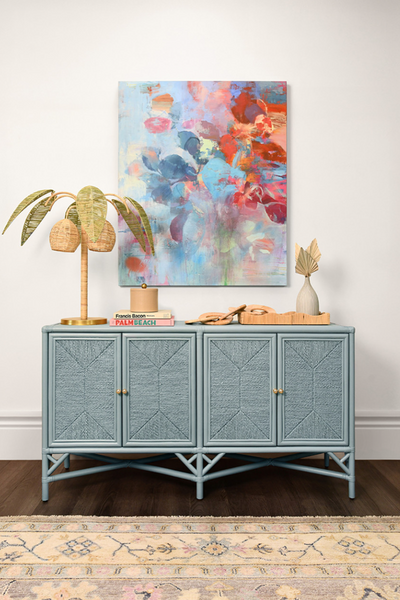 Sola Green and Natural Paper Rafia Palm Tree and Coconut Table Lamp with Brass Details