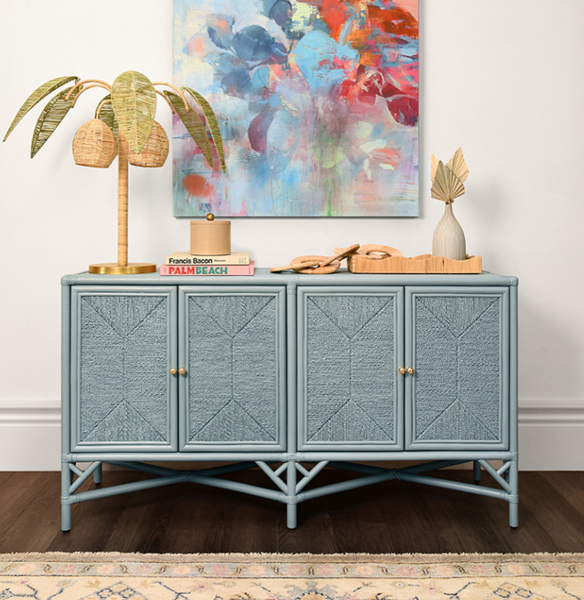 Sola Green and Natural Paper Rafia Palm Tree and Coconut Table Lamp with Brass Details