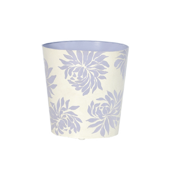 Dahlia Gold Leaf Handpainted Oval Metal Waste Basket