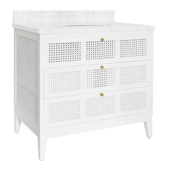 Wynn Matte White Lacquer Bath Vanity w/Porcelain Sink