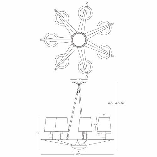 Robert Abbey Cosmos 6 Light Chandelier
