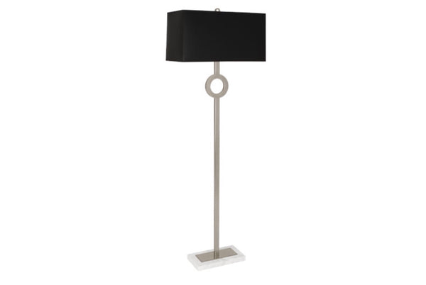Robert Abbey Oculus Nickel/Black Marble Floor Lamp