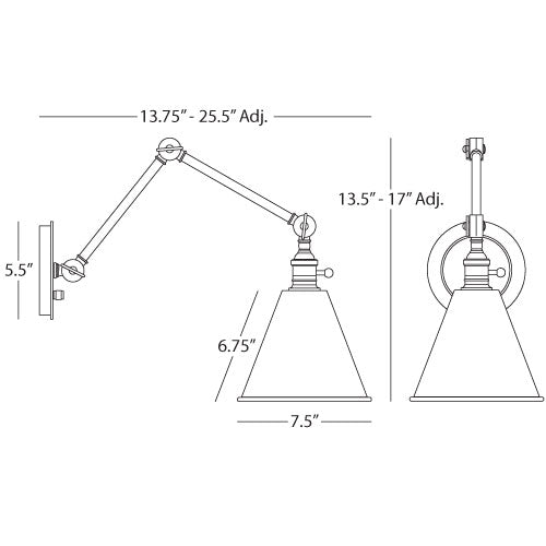 Alloy Two Arm Adjustable Wall Sconce