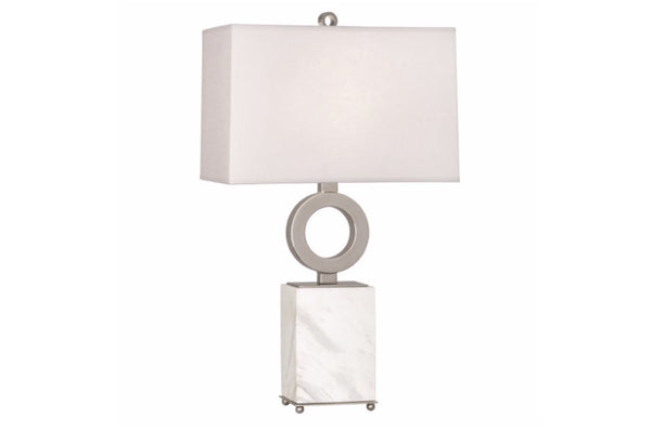 Robert Abbey Oculus White Marble/Nickel Table Lamp