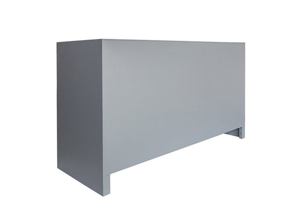 Carla Six Drawer Chest - Matte Grey Lacquer, Brass & Cane