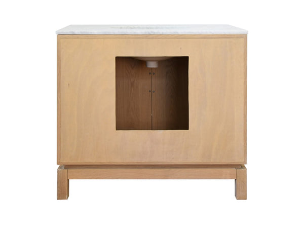 Bixby Art Deco Single Sink Bath Vanity - Cerused Oak, Matte Black, or Matte White