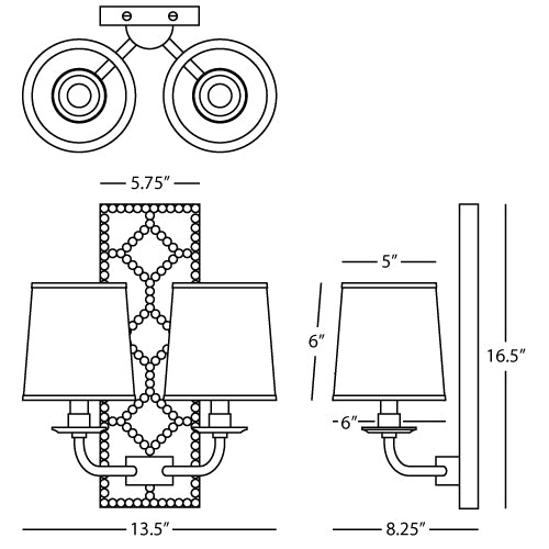 Robert Abbey Williamsburg Lightfoot Double Sconce