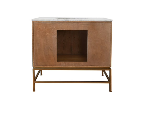 Clifford Single Sink Bath Vanity - Dark Burlwood & Antique Brass