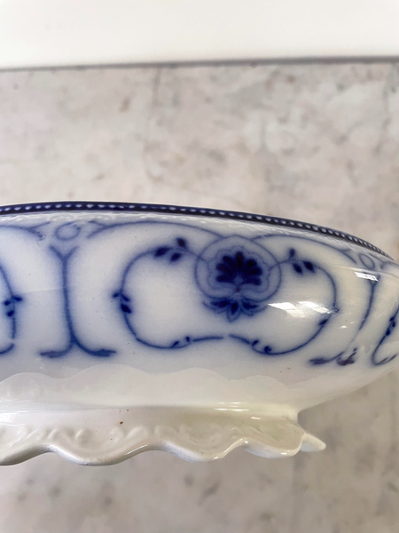 19th Century Flow Blue Serving Bowl by W.H. Grindley