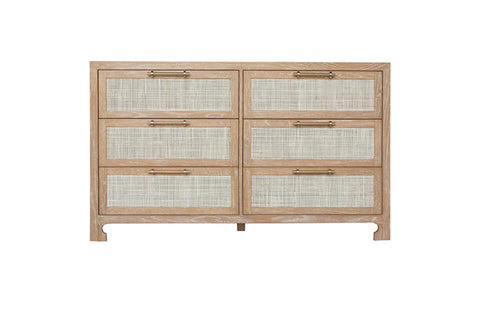 Worlds Away Carla Cerused Oak Six Drawer Chest - Matthew Izzo Home