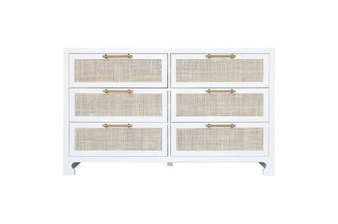 Worlds Away Carla Matte White Six Drawer Chest - Matthew Izzo Home