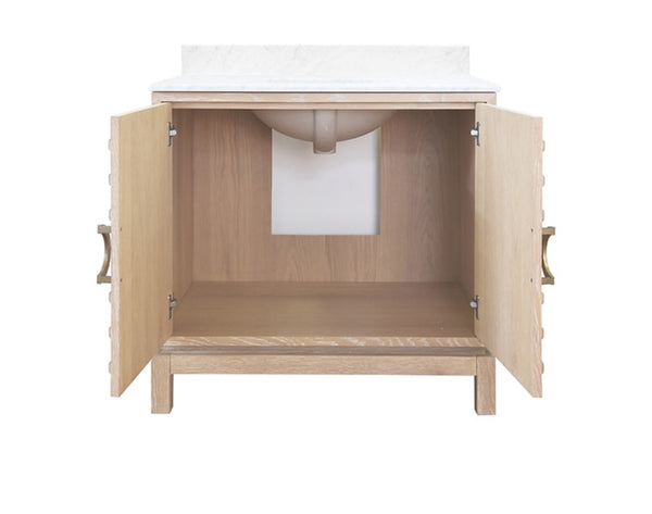 Bixby Art Deco Single Sink Bath Vanity - Cerused Oak, Matte Black, or Matte White