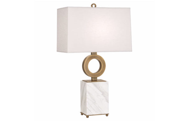 Robert Abbey Oculus White Marble/Brass Table Lamp