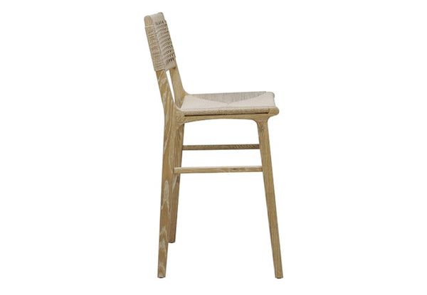 Carson Bar Stool - Cerused Oak or Matte White Lacquer w/Rushed Seat