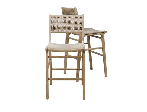 Carson Bar Stool - Cerused Oak or Matte White Lacquer w/Rushed Seat
